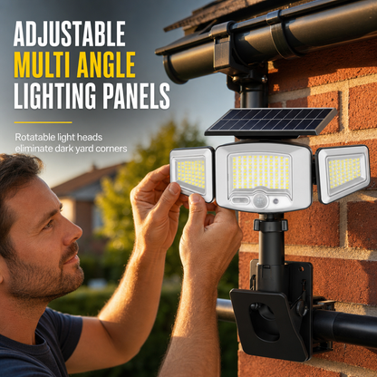 ☀️ Solar 3-Head Motion Sensor Security Light – Adjustable Outdoor Pathway
