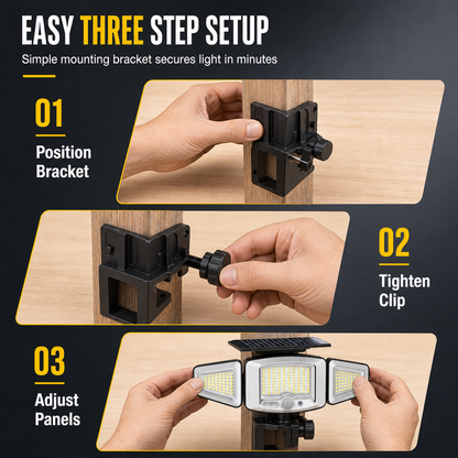 ☀️ Solar 3-Head Motion Sensor Security Light – Adjustable Outdoor Pathway
