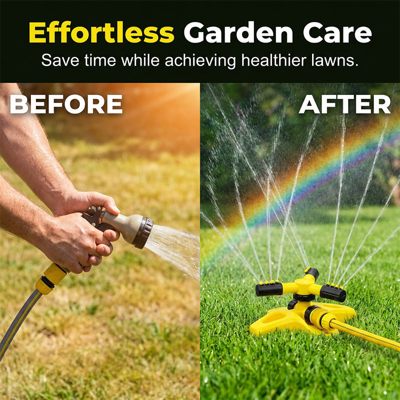 💦 360° Rotating Lawn Sprinkler – Turbo Garden Watering System for Large Yards 🌱