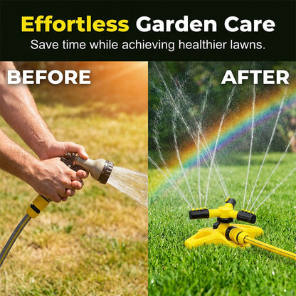💦 360° Rotating Lawn Sprinkler – Turbo Garden Watering System for Large Yards 🌱