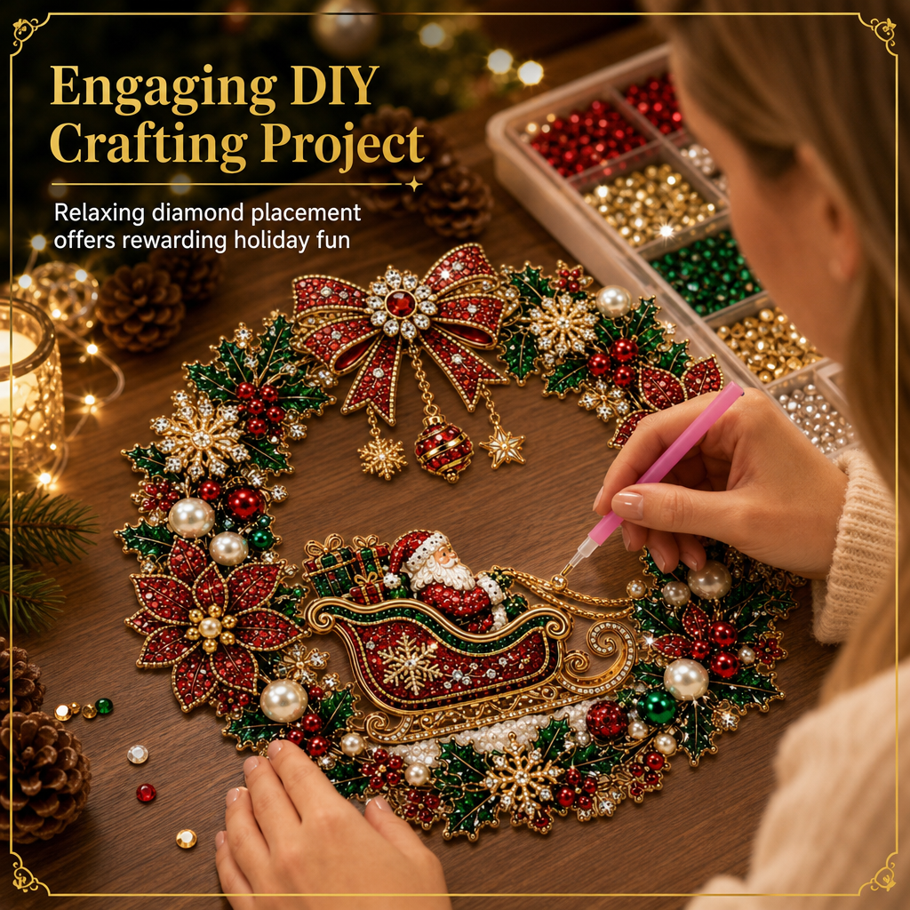 💎 DIY Christmas Diamond Art Wreath Kit Sparkling Holiday Wall Decor 🎄