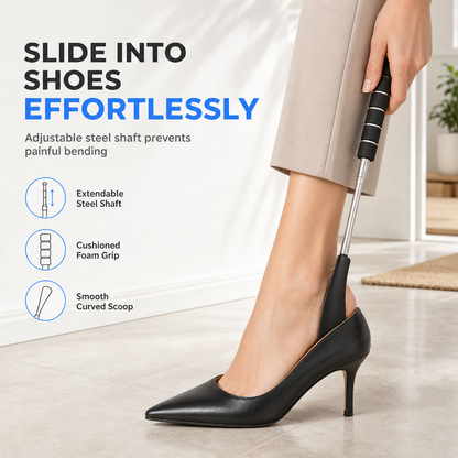 👞 Telescopic Long Handle Shoe Horn Extendable Stainless Steel Shoe Helper ✨