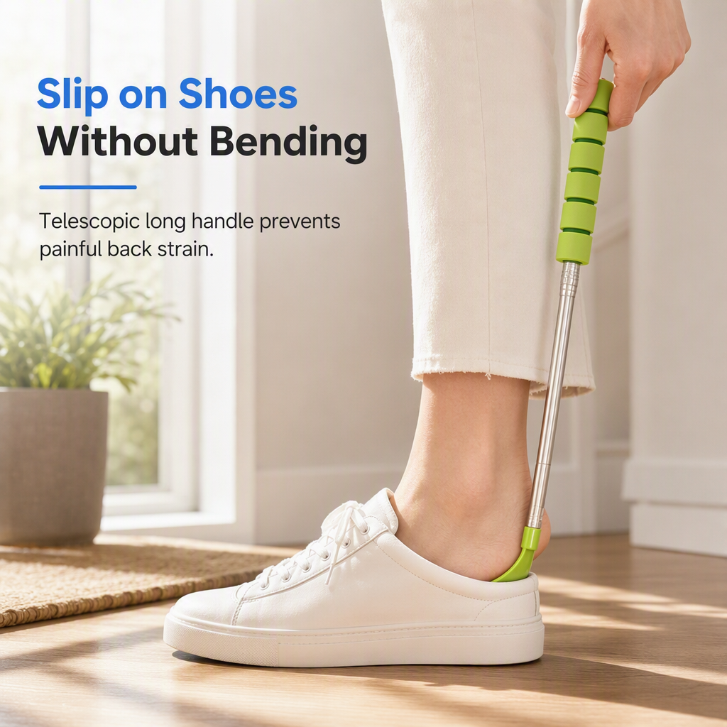 👞 Telescopic Long Handle Shoe Horn Extendable Stainless Steel Shoe Helper ✨