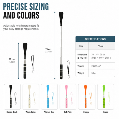 👞 Telescopic Long Handle Shoe Horn Extendable Stainless Steel Shoe Helper ✨