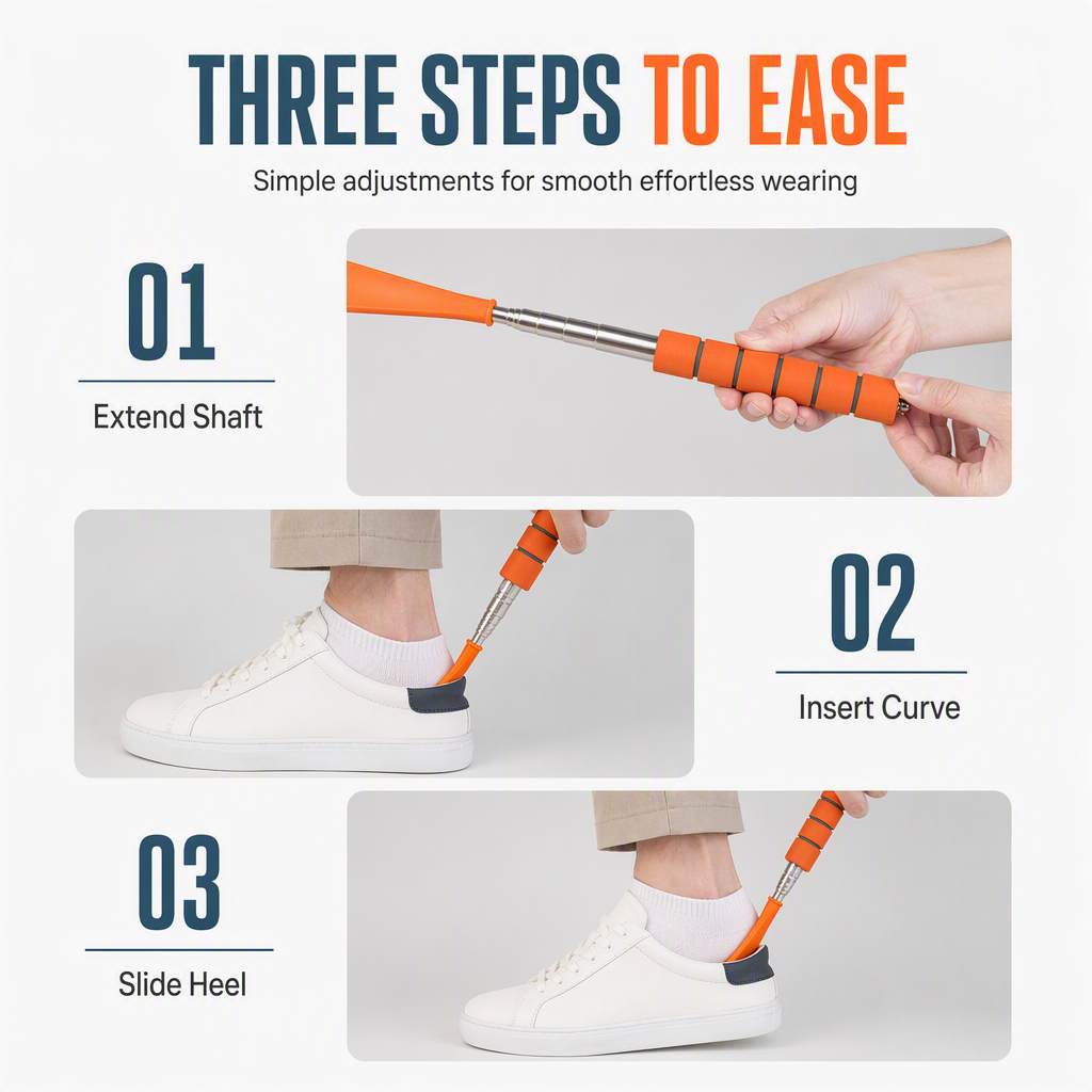 👞 Telescopic Long Handle Shoe Horn Extendable Stainless Steel Shoe Helper ✨