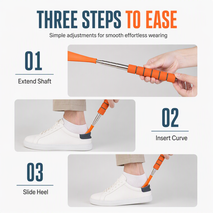 👞 Telescopic Long Handle Shoe Horn Extendable Stainless Steel Shoe Helper ✨