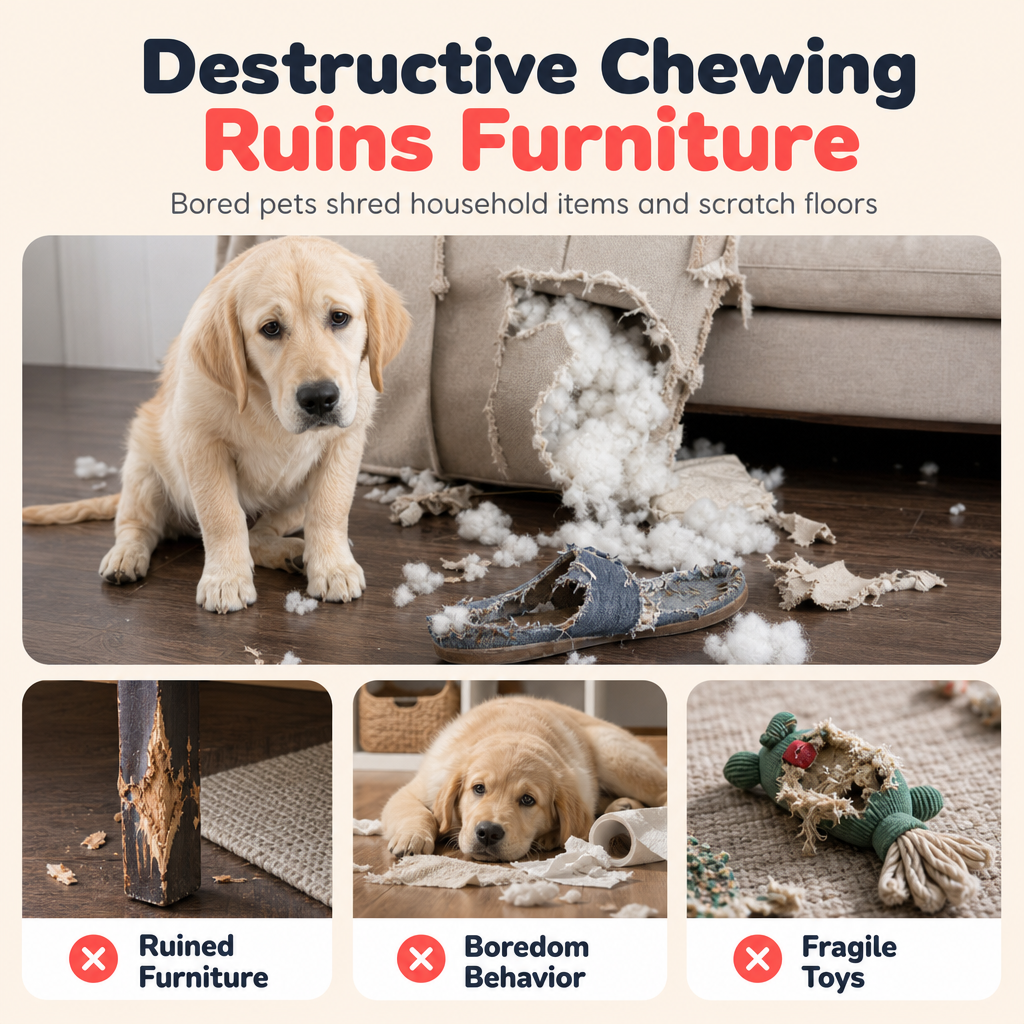 🐶 Durable TPR Textured Dog Chew Bone Toy with Rotating Play Rings 🦴