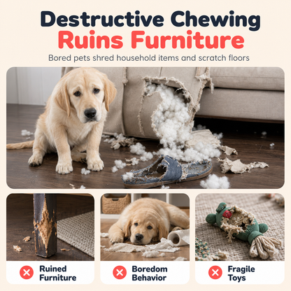 🐶 Durable TPR Textured Dog Chew Bone Toy with Rotating Play Rings 🦴