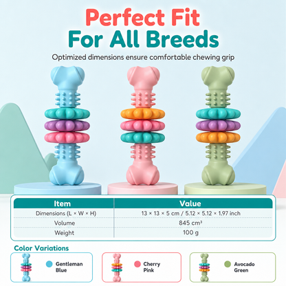 🐶 Durable TPR Textured Dog Chew Bone Toy with Rotating Play Rings 🦴