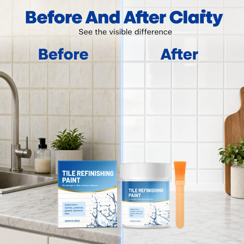 🖌️ White Tile Refinishing Paint with Brush – Bathroom Refresh ✨