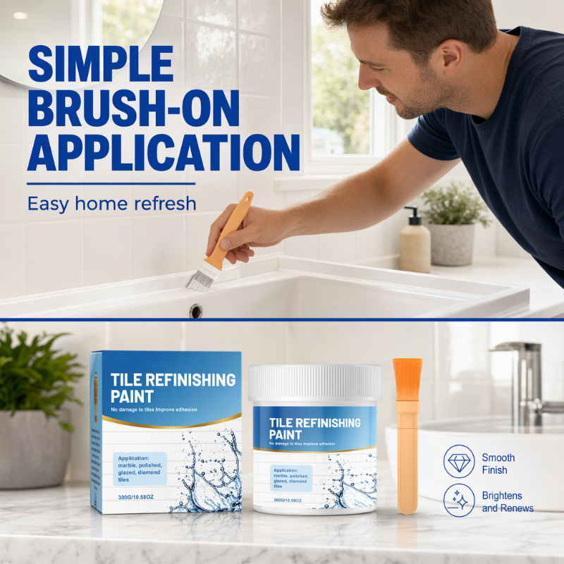 🖌️ White Tile Refinishing Paint with Brush – Bathroom Refresh ✨