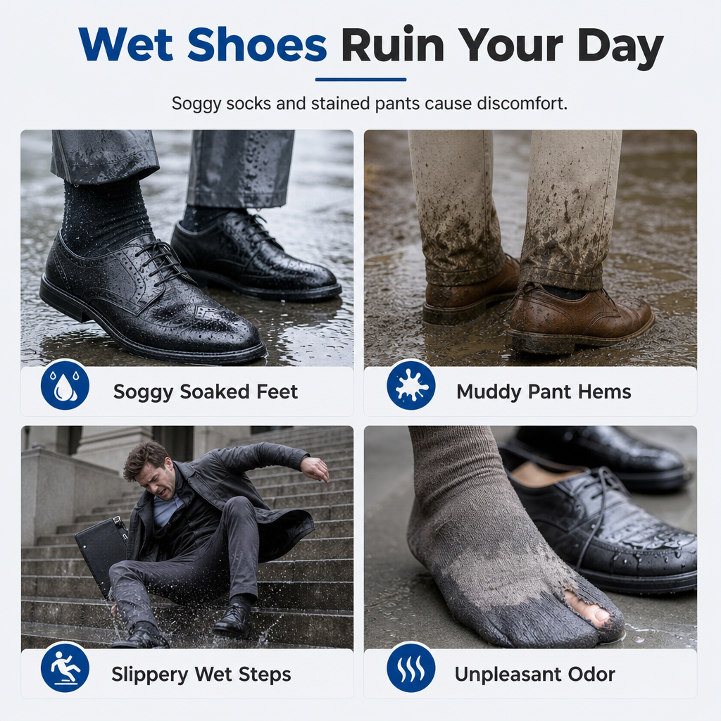 ☔ Waterproof High-Top Rain Shoe Covers (42cm) - Non-Slip & Reflective 🌧️
