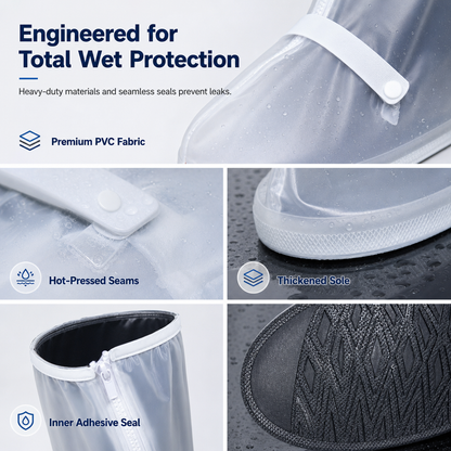 ☔ Waterproof High-Top Rain Shoe Covers (42cm) - Non-Slip & Reflective 🌧️