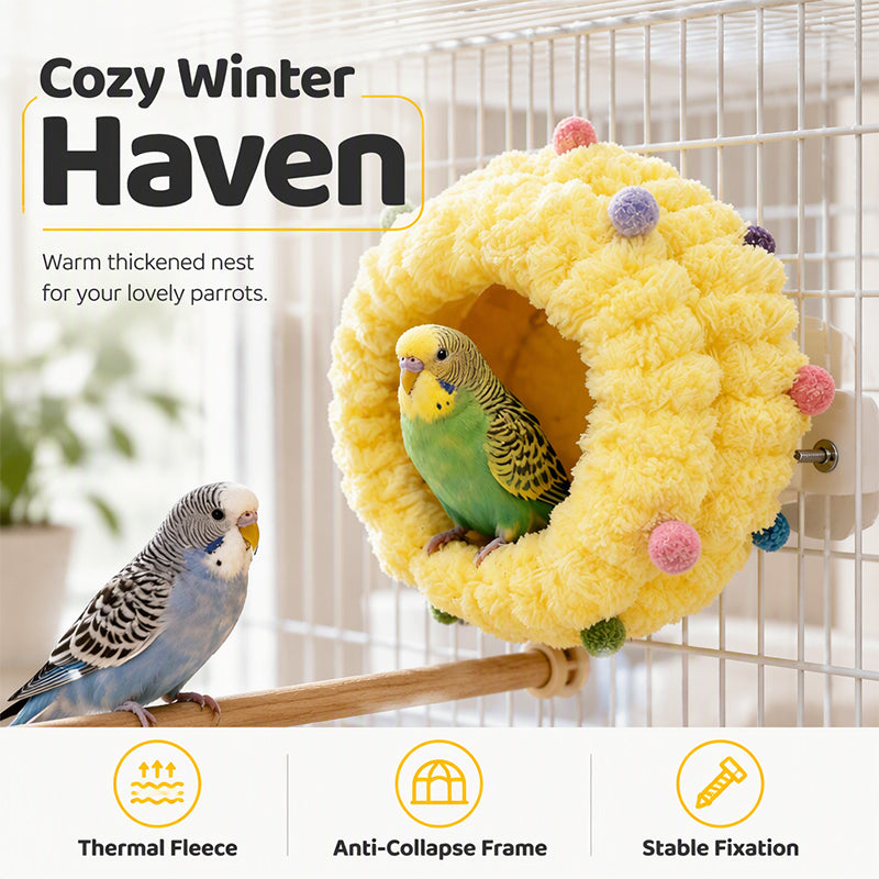 🐤 Warm Hanging Fleece Bird Bed - Soft Plush Nest Hammock for Cage ❄️