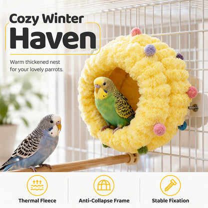 🐤 Warm Hanging Fleece Bird Bed - Soft Plush Nest Hammock for Cage ❄️