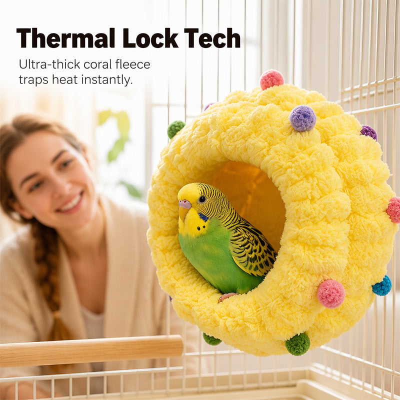 🐤 Warm Hanging Fleece Bird Bed - Soft Plush Nest Hammock for Cage ❄️