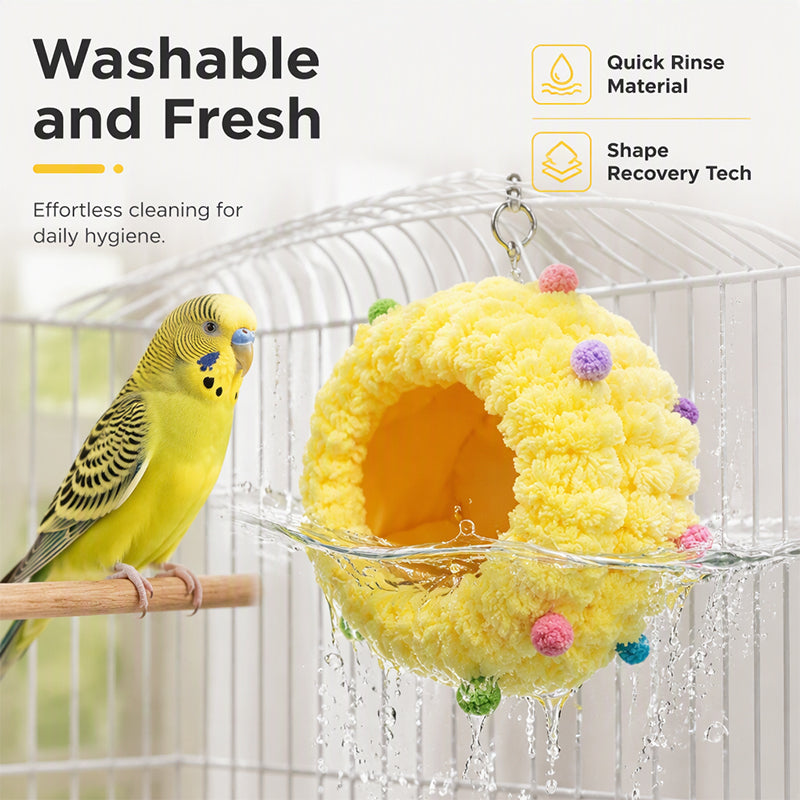 🐤 Warm Hanging Fleece Bird Bed - Soft Plush Nest Hammock for Cage ❄️