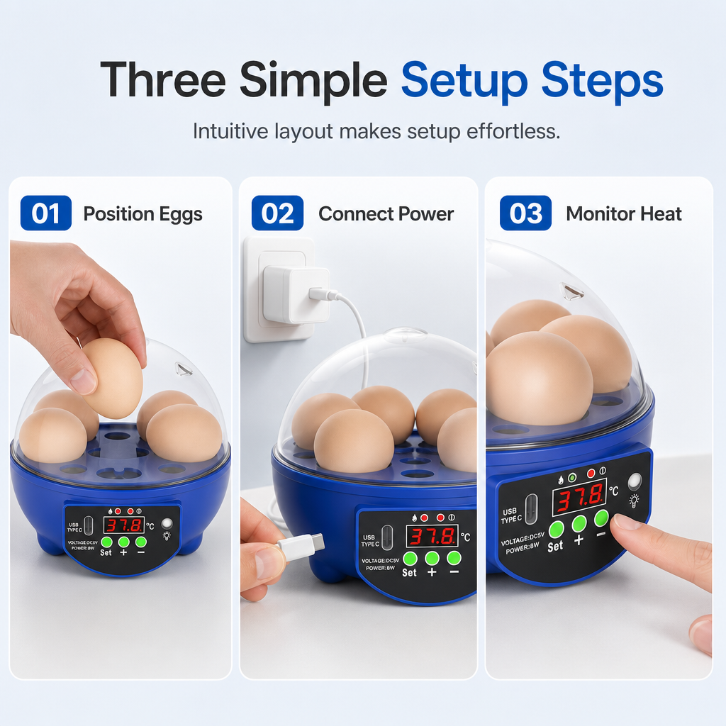 🐣 USB Automatic Mini Egg Incubator - Digital Temperature Control Poultry Hatching Box 🐥