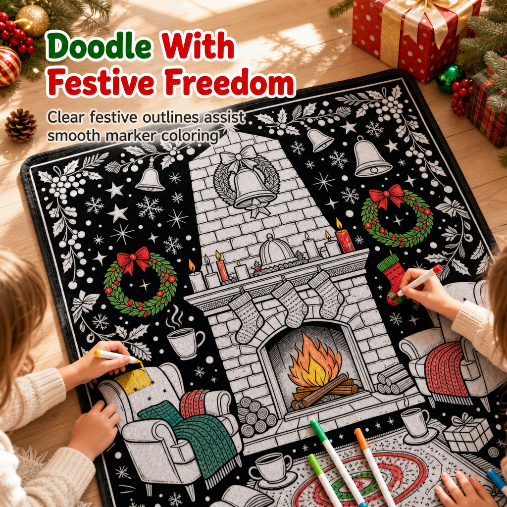 🎄 DIY Christmas Coloring Blanket – Washable Cozy Throw 🎨