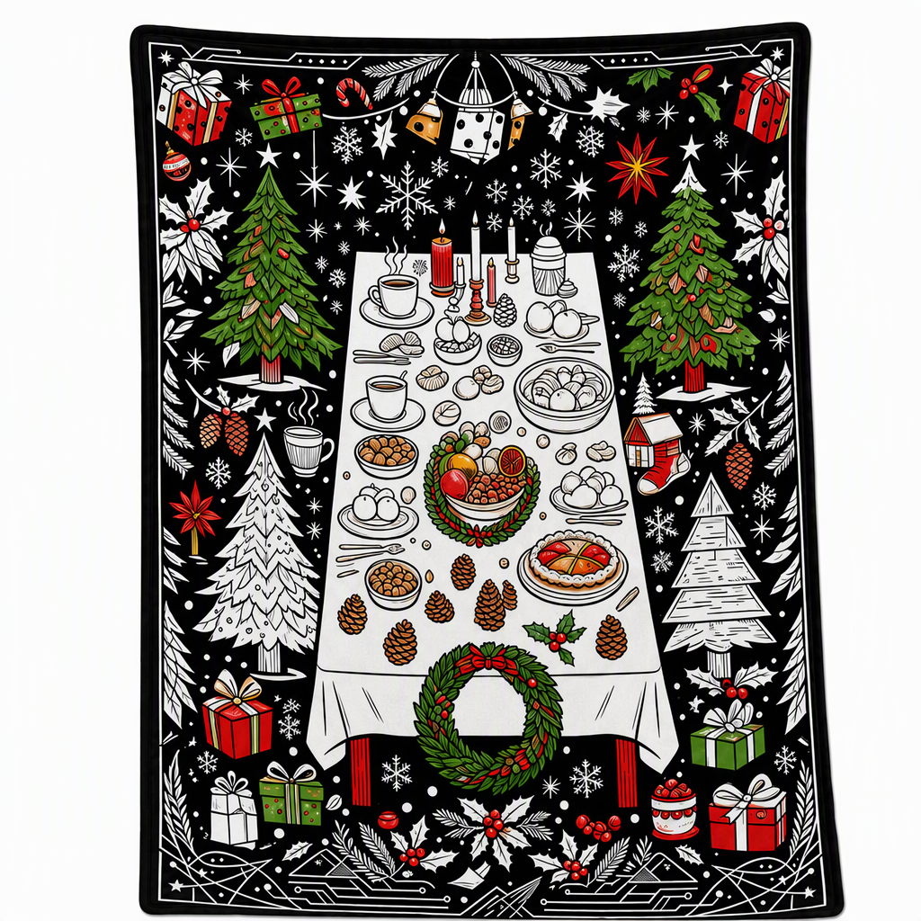 🎄 DIY Christmas Coloring Blanket – Washable Cozy Throw 🎨