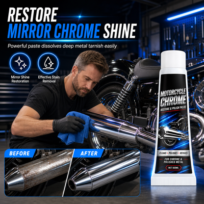 ✨ Motorcycle Chrome Polishing Paste - Metal Rust Restorer & Mirror Polish Cream 🏍️