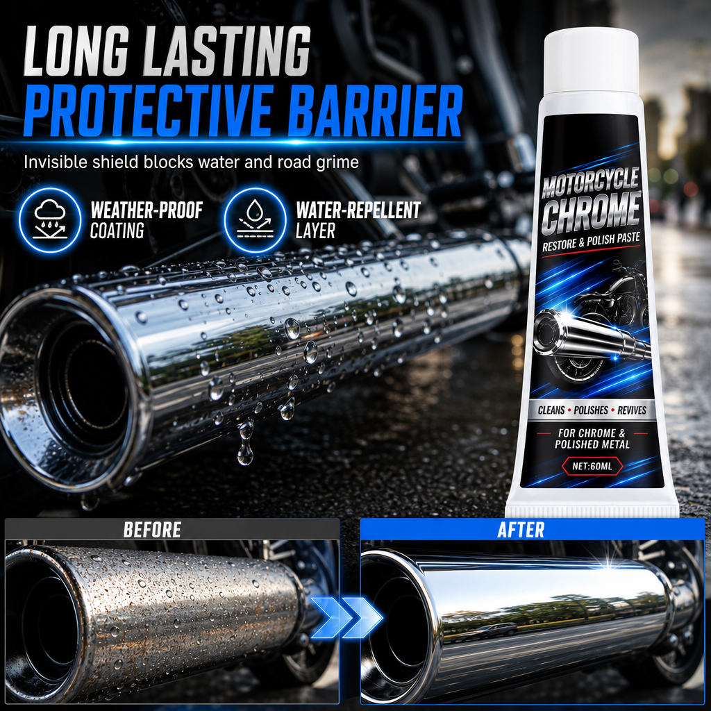 ✨ Motorcycle Chrome Polishing Paste - Metal Rust Restorer & Mirror Polish Cream 🏍️