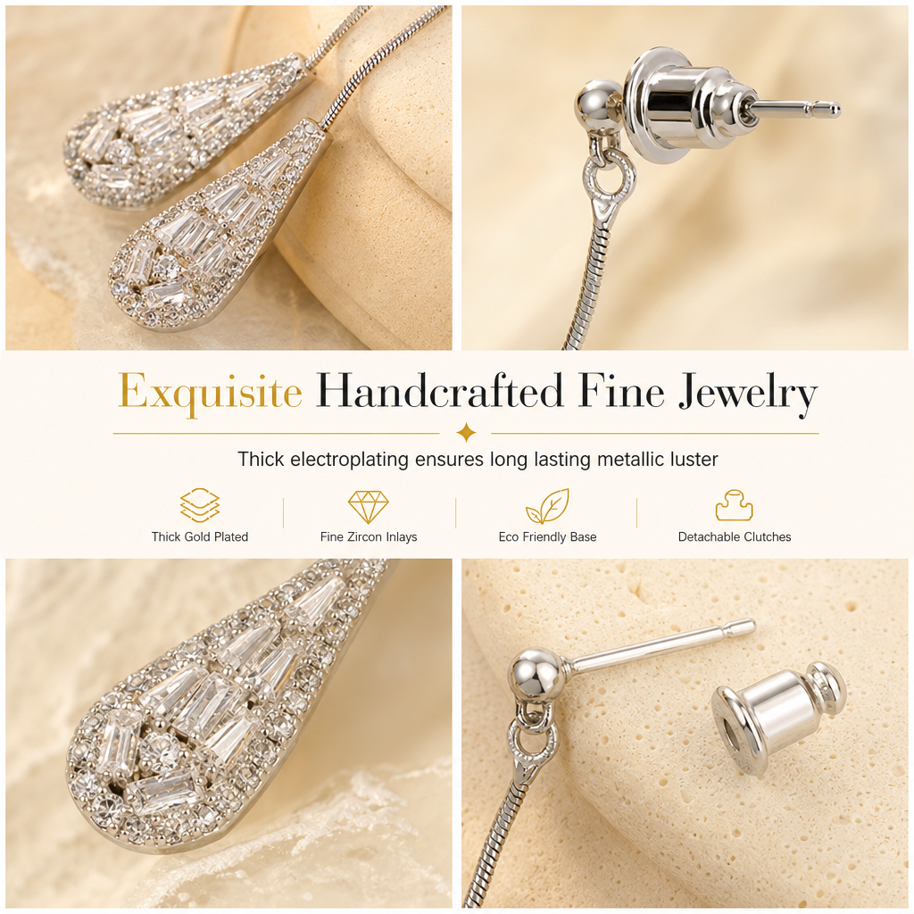 ✨ Two-Way Waterdrop Tassel Earrings - Convertible Zircon Drop Earrings 💎