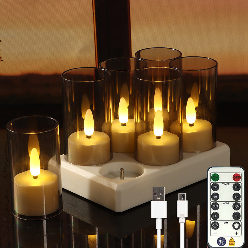 🕯️ Rechargeable Flameless LED Tealight Candles Set - Remote Control & Charging Station 🏠💚