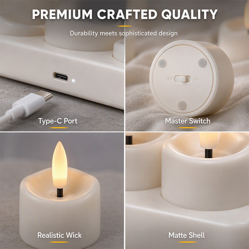 🕯️ Rechargeable Flameless LED Tealight Candles Set - Remote Control & Charging Station 🏠💚