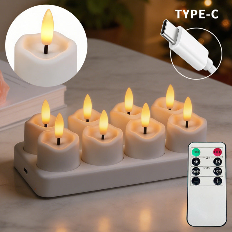 🕯️ Rechargeable Flameless LED Tealight Candles Set - Remote Control & Charging Station 🏠💚