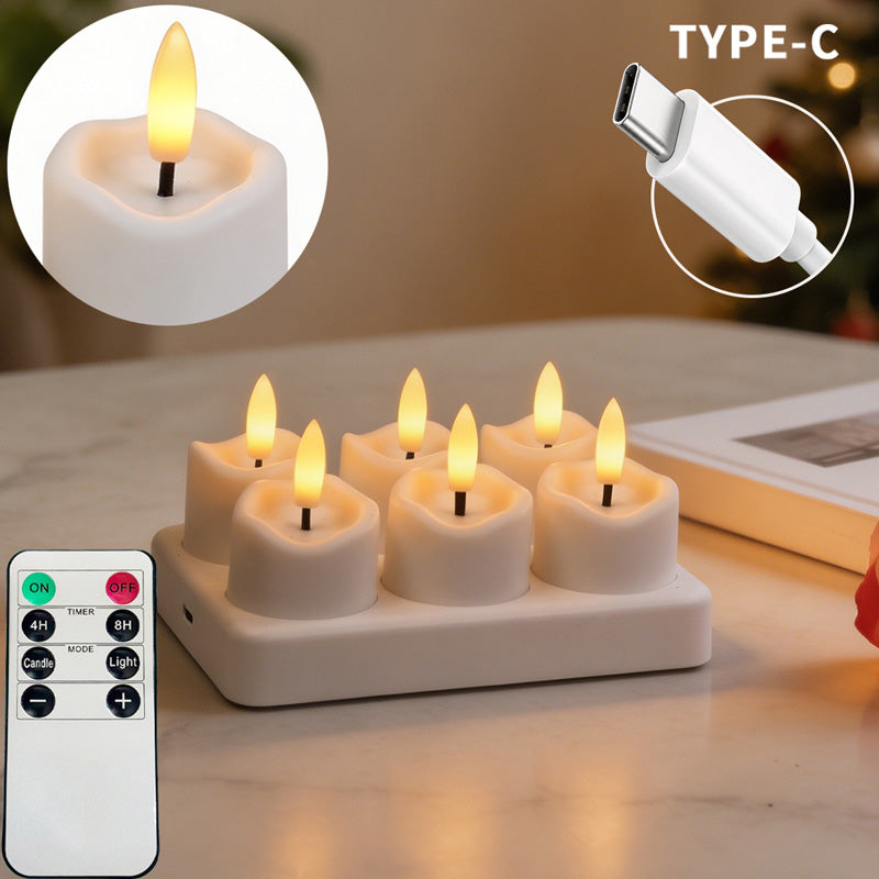 🕯️ Rechargeable Flameless LED Tealight Candles Set - Remote Control & Charging Station 🏠💚
