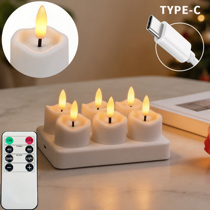 🕯️ Rechargeable Flameless LED Tealight Candles Set - Remote Control & Charging Station 🏠💚