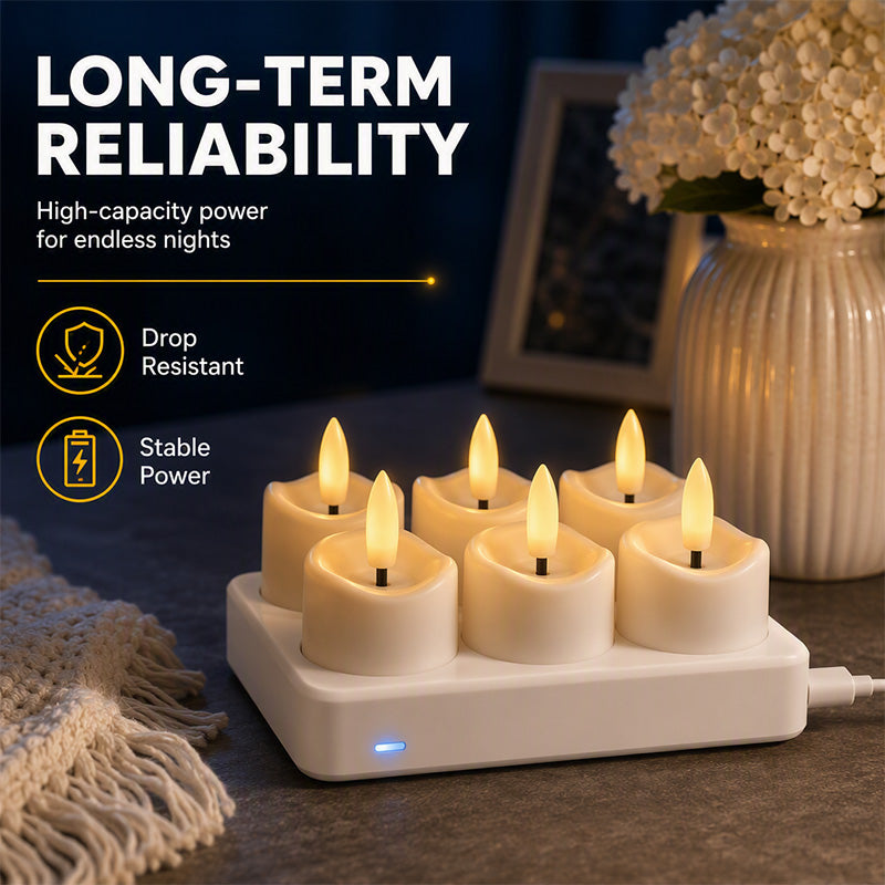 🕯️ Rechargeable Flameless LED Tealight Candles Set - Remote Control & Charging Station 🏠💚