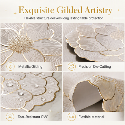 ✨ Creative Peony Floral Hollow PVC Placemat & Heat Insulation Table Mat 🍽️