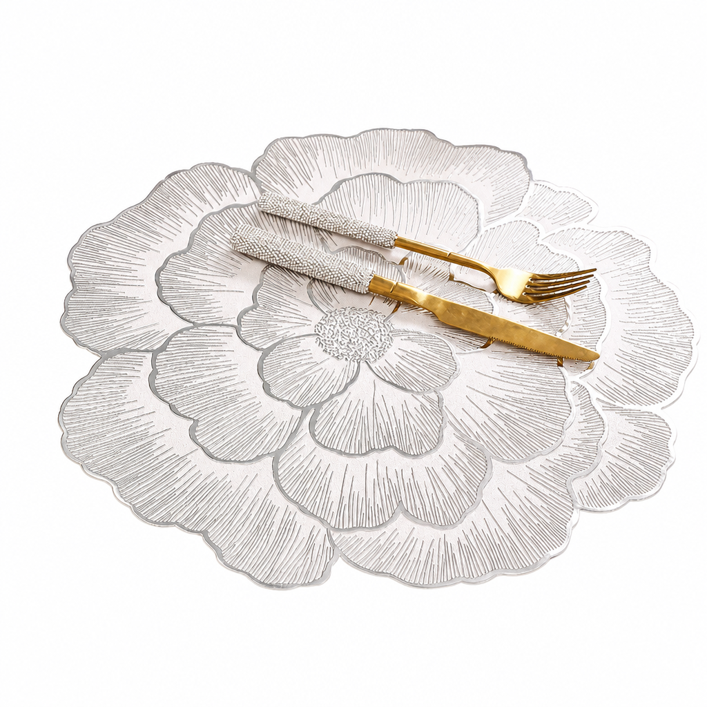 ✨ Creative Peony Floral Hollow PVC Placemat & Heat Insulation Table Mat 🍽️