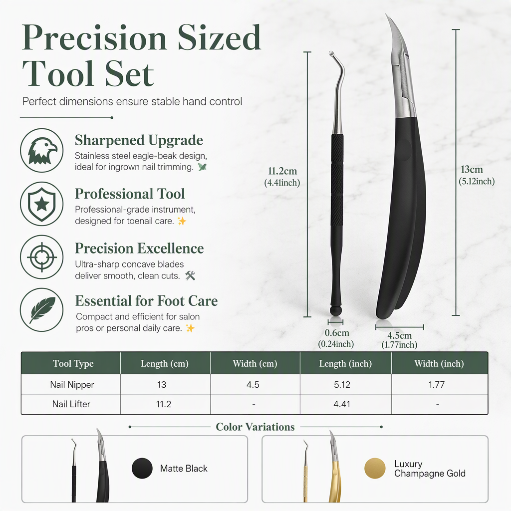 ⏰Stainless Steel Ingrown Toenail Clipper and Dead Skin Nipper 2 Piece Manicure Set