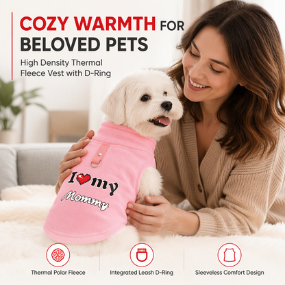 🐾 Cozy Plush Pet Warm Vest with D-Ring - Love Dad & Mom Printed Sweater 🐶
