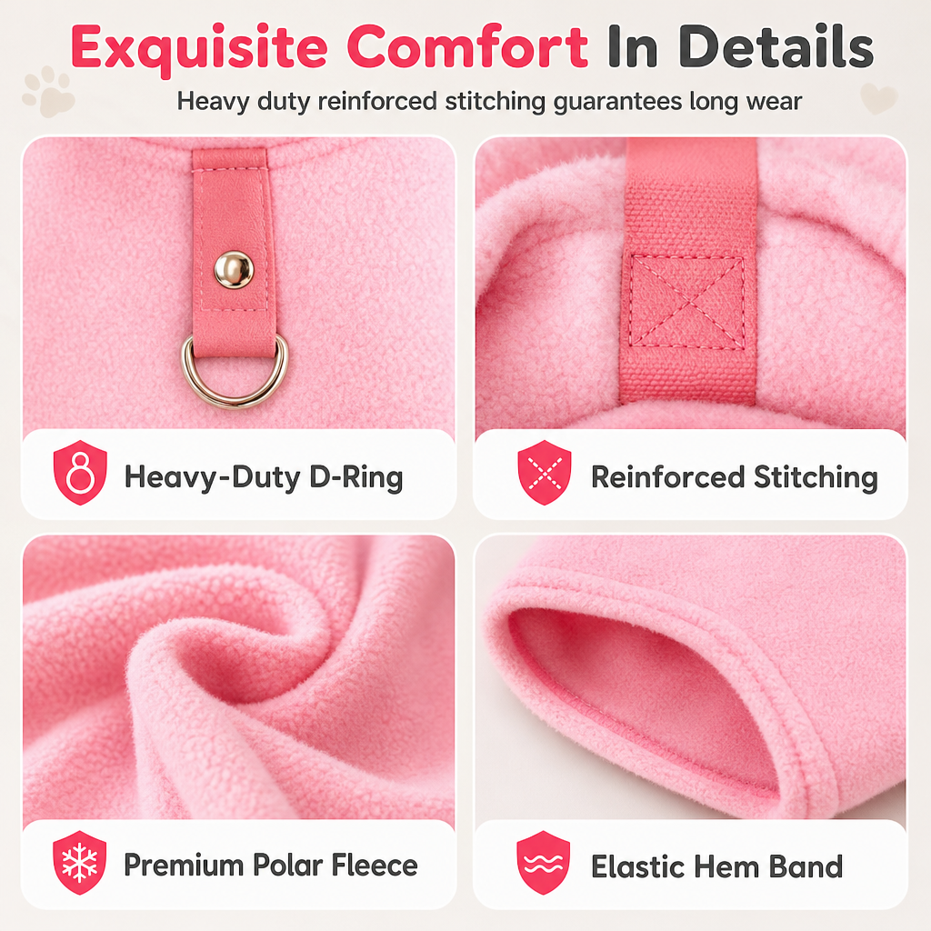 🐾 Cozy Plush Pet Warm Vest with D-Ring - Love Dad & Mom Printed Sweater 🐶