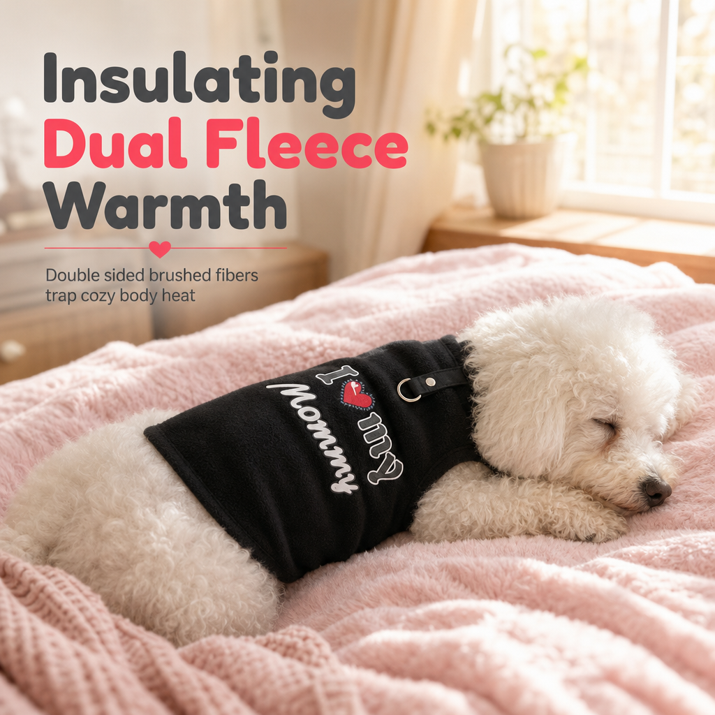 🐾 Cozy Plush Pet Warm Vest with D-Ring - Love Dad & Mom Printed Sweater 🐶