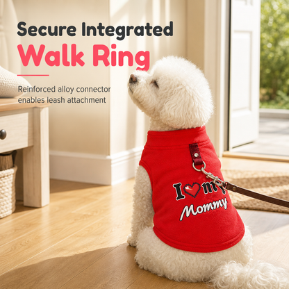🐾 Cozy Plush Pet Warm Vest with D-Ring - Love Dad & Mom Printed Sweater 🐶