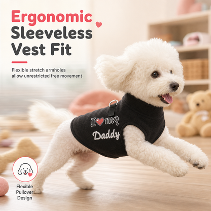 🐾 Cozy Plush Pet Warm Vest with D-Ring - Love Dad & Mom Printed Sweater 🐶