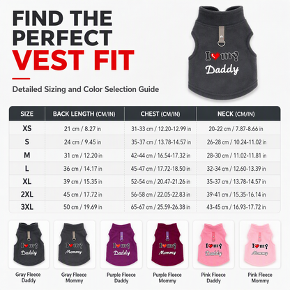 🐾 Cozy Plush Pet Warm Vest with D-Ring - Love Dad & Mom Printed Sweater 🐶