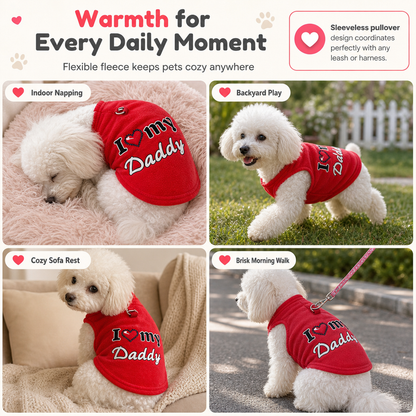 🐾 Cozy Plush Pet Warm Vest with D-Ring - Love Dad & Mom Printed Sweater 🐶
