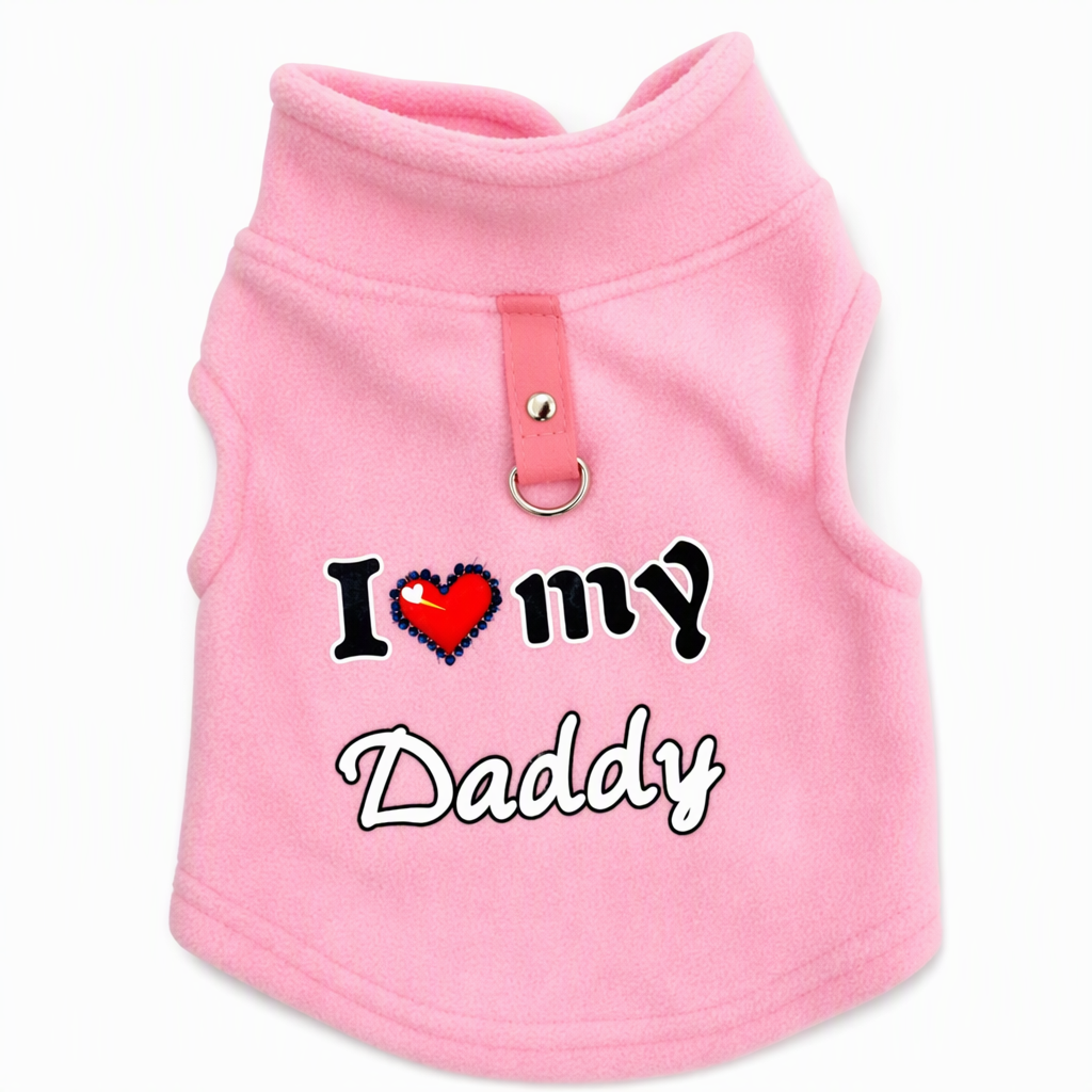 🐾 Cozy Plush Pet Warm Vest with D-Ring - Love Dad & Mom Printed Sweater 🐶