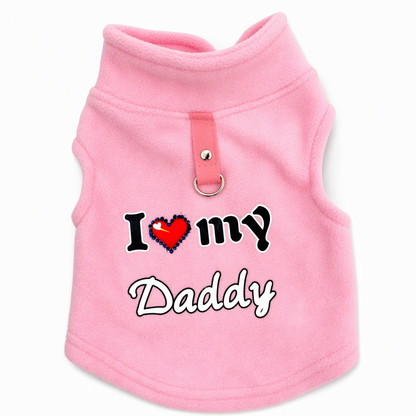 🐾 Cozy Plush Pet Warm Vest with D-Ring - Love Dad & Mom Printed Sweater 🐶