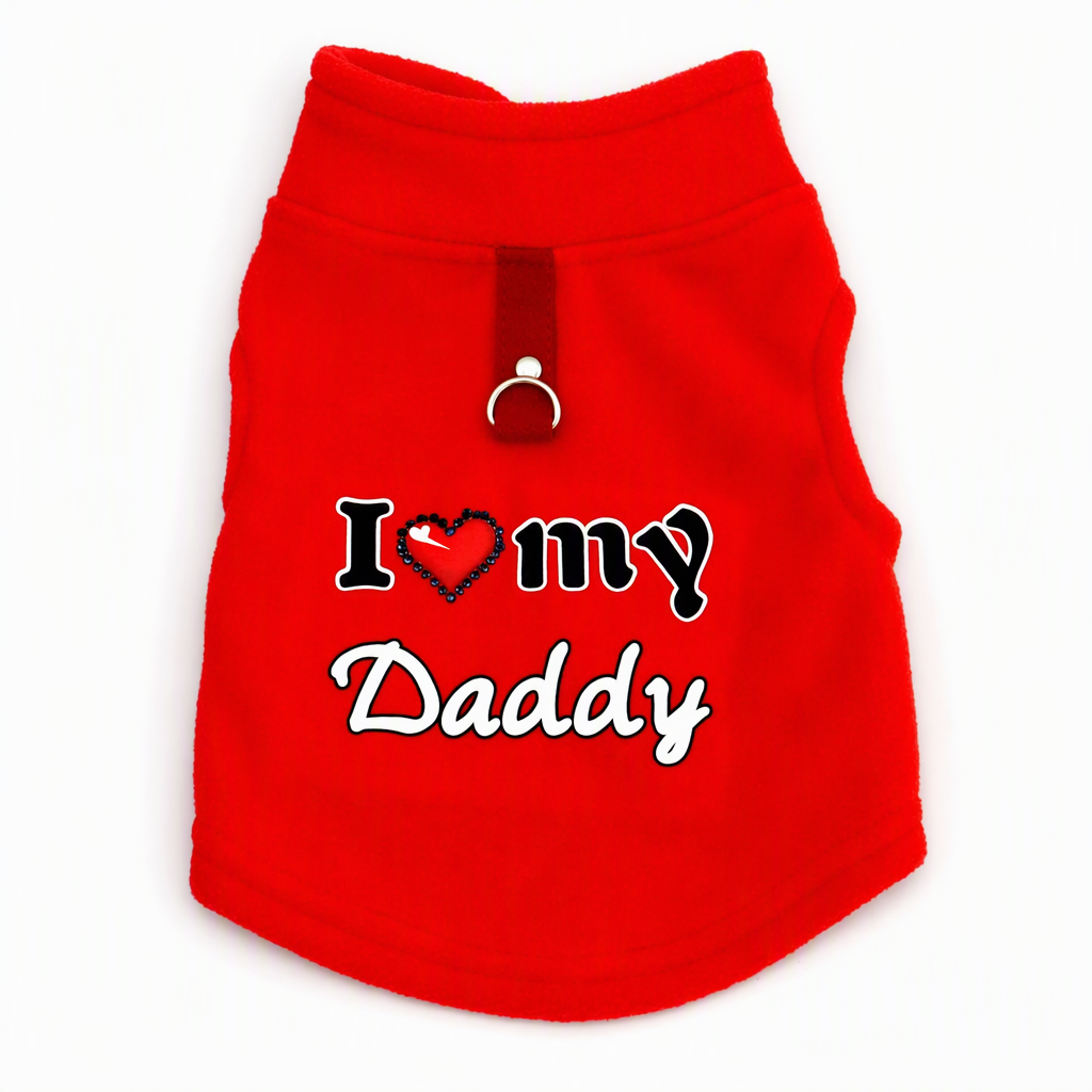 🐾 Cozy Plush Pet Warm Vest with D-Ring - Love Dad & Mom Printed Sweater 🐶