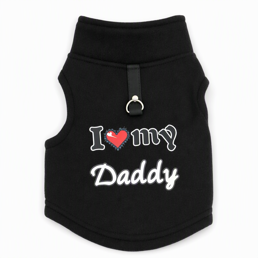 🐾 Cozy Plush Pet Warm Vest with D-Ring - Love Dad & Mom Printed Sweater 🐶