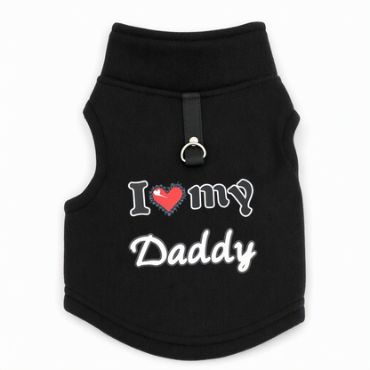 🐾 Cozy Plush Pet Warm Vest with D-Ring - Love Dad & Mom Printed Sweater 🐶