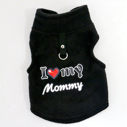 🐾 Cozy Plush Pet Warm Vest with D-Ring - Love Dad & Mom Printed Sweater 🐶