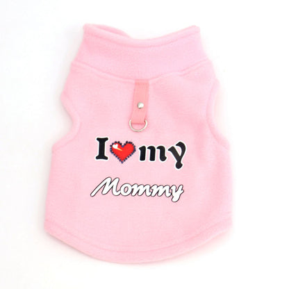 🐾 Cozy Plush Pet Warm Vest with D-Ring - Love Dad & Mom Printed Sweater 🐶